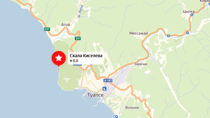 Скала Киселева находится здесь