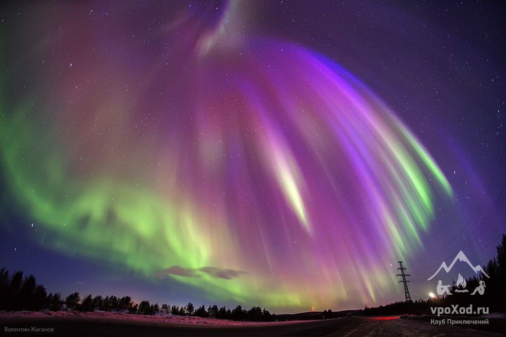 Зимой в Кировске есть возможность увидеть полярное сияние