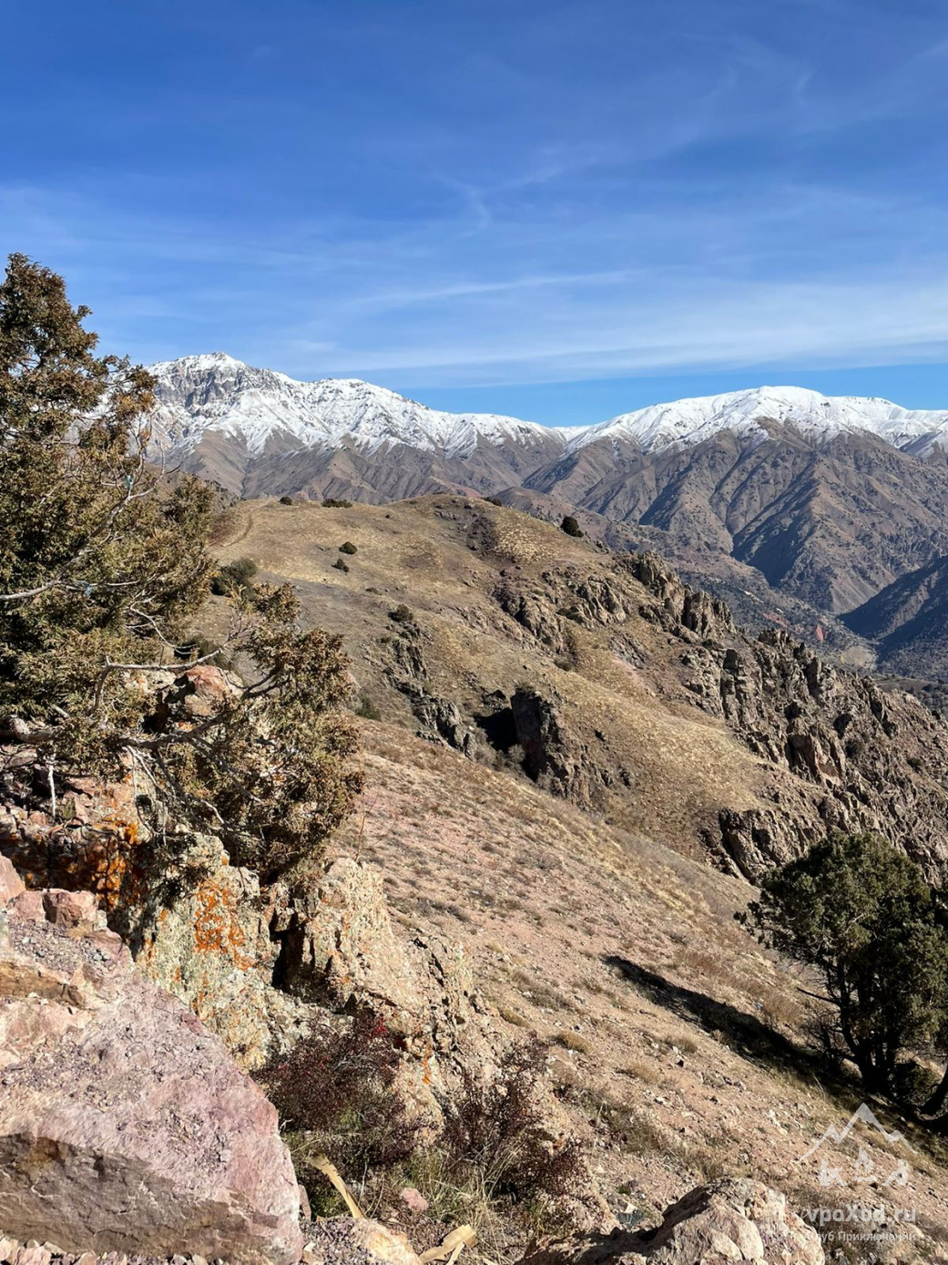 Хребет протянулся вдоль границы Узбекистана и Казахстана