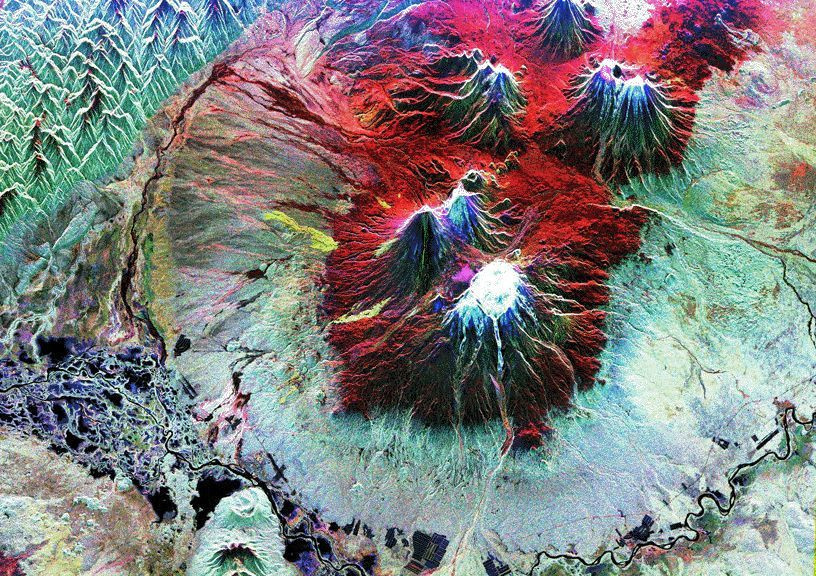 Ключевской вулкан. Космический радарный снимок