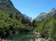 Кавказ, Домбай in english. Горный лагерь для родителей с детьми