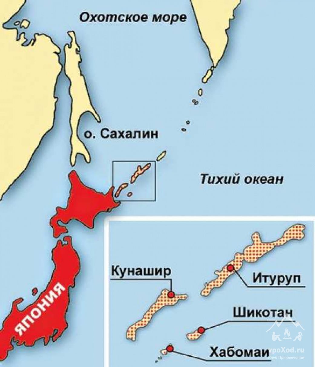 Карта острова Кунашир Итуруп Шикотан и Хабомаи на карте
