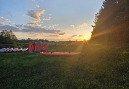 Поход на выходные на байдарках по реке Тьма с баней на берегу