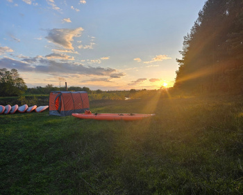 Поход на выходные на байдарках по реке Тьма с баней на берегу