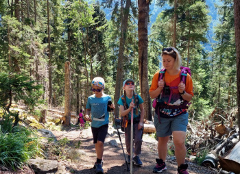 Домбай in english. Горный лагерь для родителей с детьми