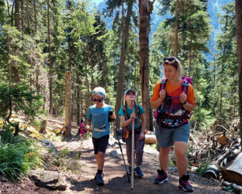 Домбай in english. Горный лагерь для родителей с детьми